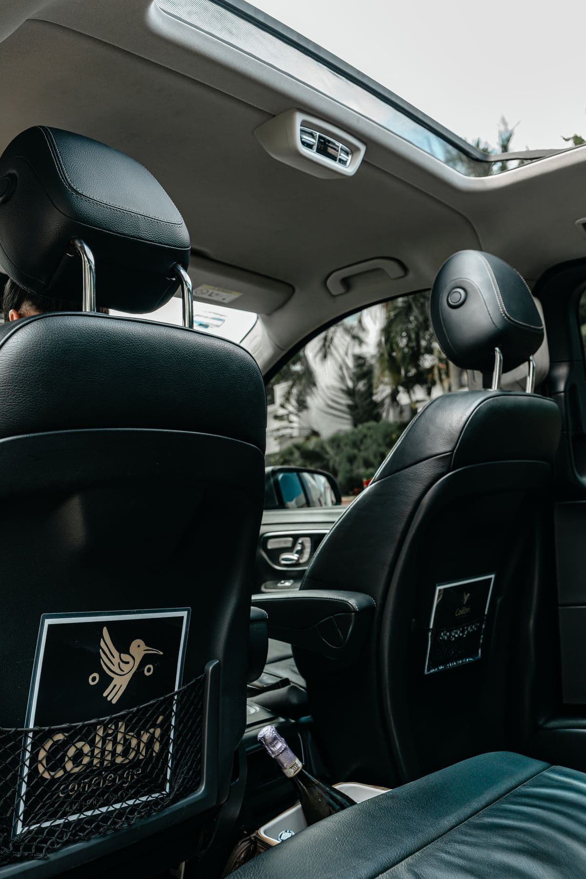 Branded interior with Colibrí logo